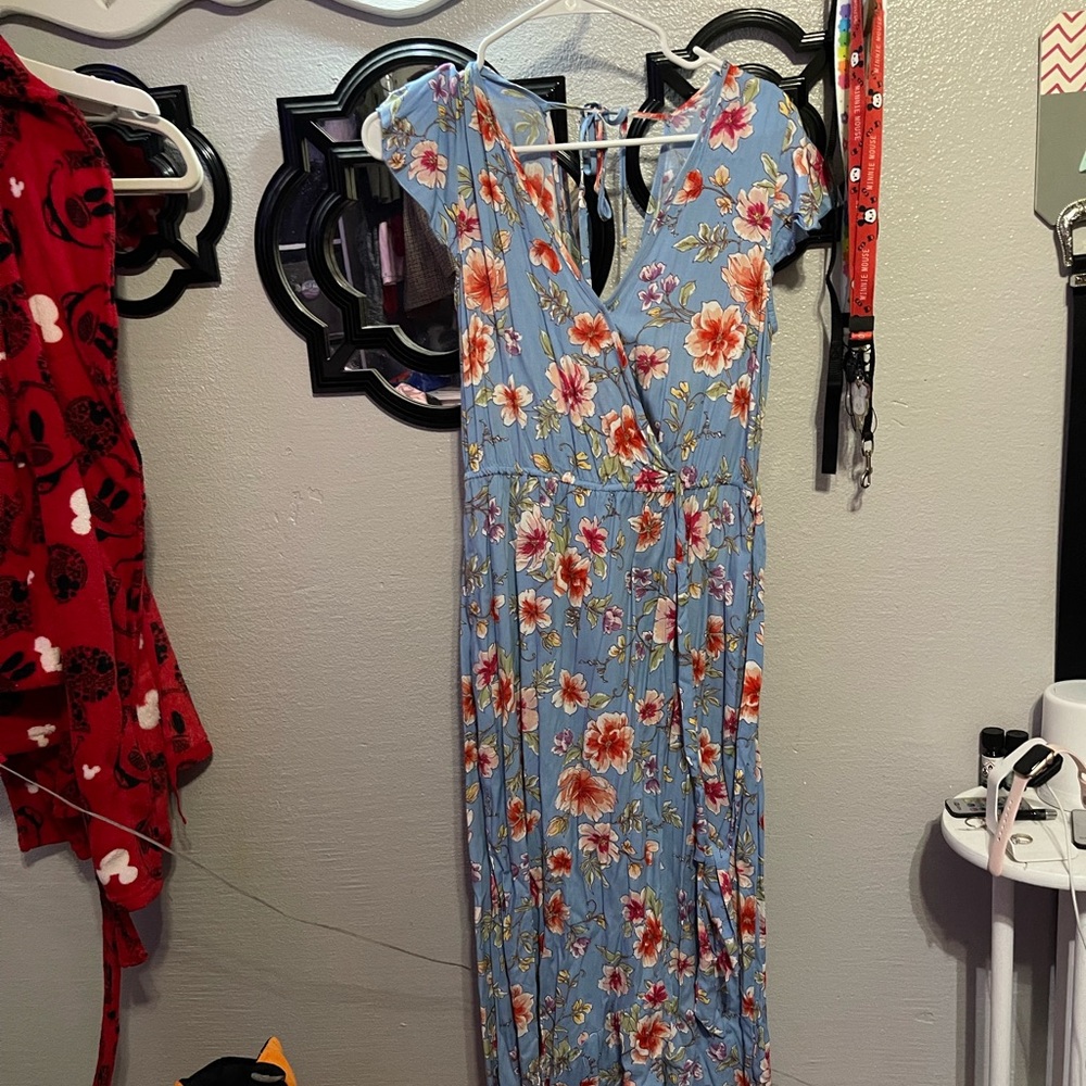 Womens blue floral maxi dress